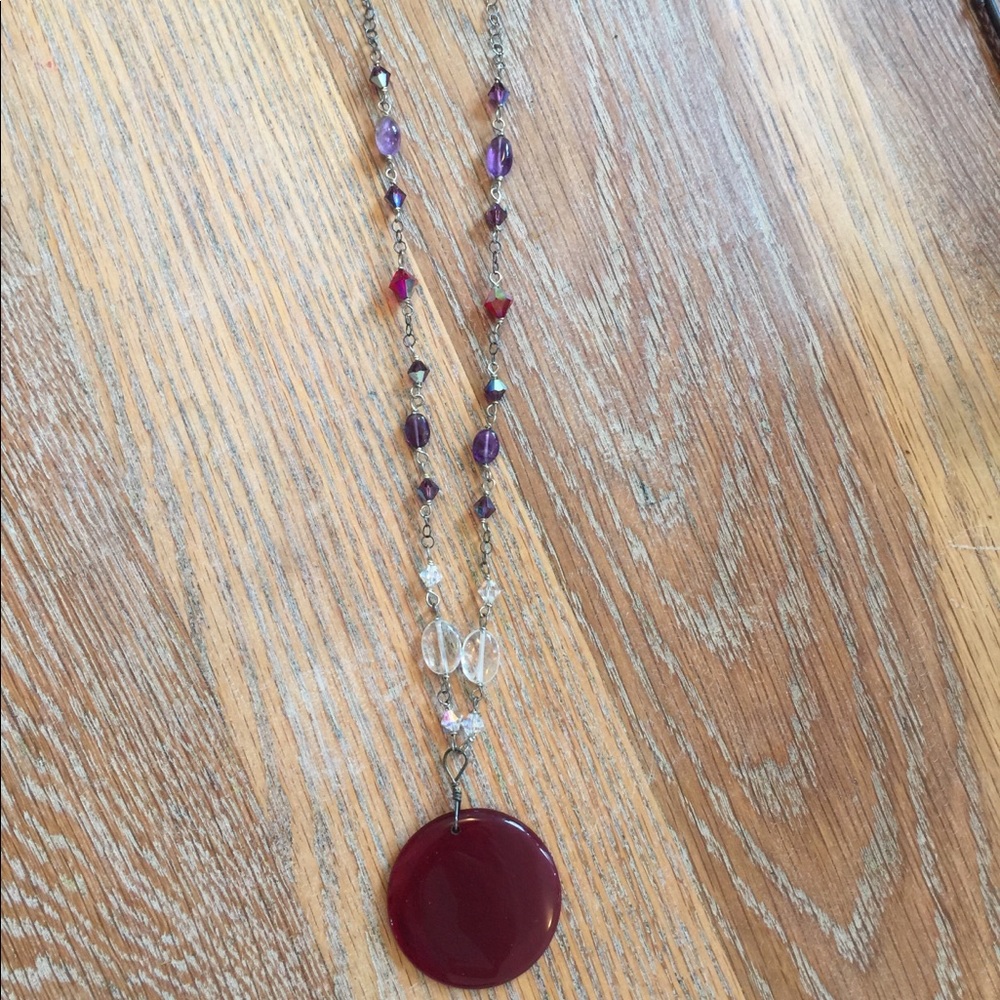Glass and crystal necklace